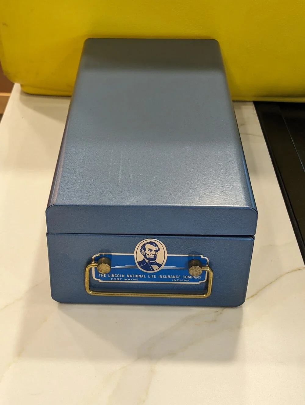 Vintage Lincoln National Life Metal Policy Document Box Durham Mfg 000 Lock